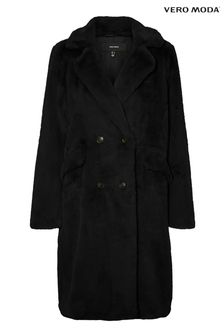 VERO MODA Black Faux Fur Long Coat (R72920) | 196 zł