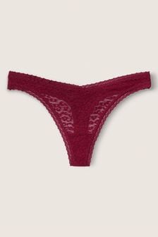 Victoria's Secret PINK Merlot Red Lace Logo Thong Knickers (R73048) | €11