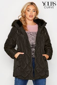 Zwart - Yours Curve Pu Panelled Puffer Jacket (R73296) | €81