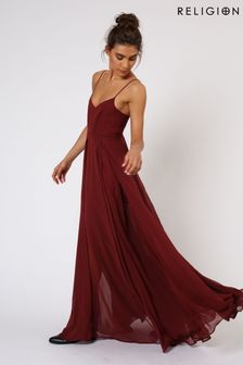Religion Burgundy/Red Infamous Olsen Full Layer Maxi Dress (R73448) | €57
