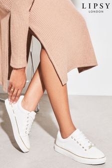 Lipsy White Regular Fit Metal Lace Up Trainers (R73637) | €37