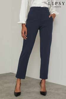 Lipsy Navy Blue Tailored Tapered Smart Trousers (R73825) | $57