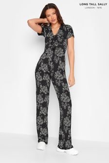 Long Tall Sally Black Scattered Leaf Jumpsuit (R74391) | €22.50