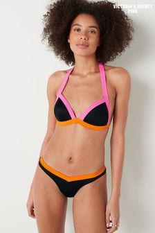 Victoria's Secret PINK Radient Rose Black Push Up Triangle Halterneck Bikini Top (R74619) | kr550