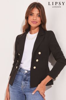Lipsy Black Military Tailored Button Blazer (R75016) | TRY 1.295