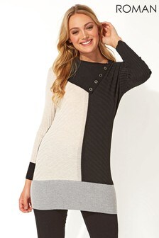Women's Jumpers Grey Colour Block 