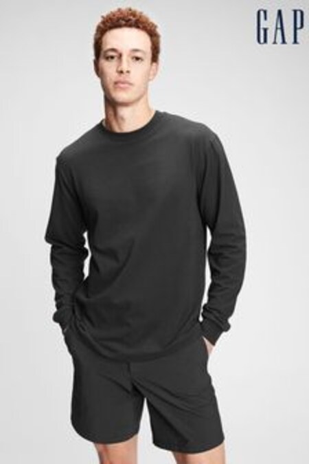 Noir - T-shirt à col ras du cou Gap classique Manche longue (R77013) | 22€