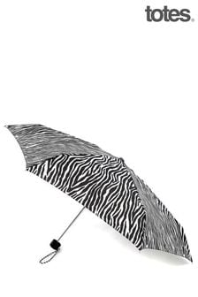Totes Monochrome Dogtooth Compact Round Umbrella (R77073) | ₪ 93