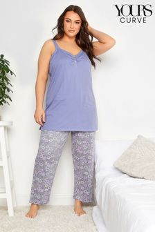 Yours Curve Blue Cami Wide Leg Pyjama Set (R78530) | R529