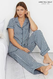 Long Tall Sally Blue Woven Pyjama Set (R79144) | LEI 227