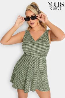 Yours Curve Green Limited Sleeveless Crinkle Playsuit (R79422) | €17