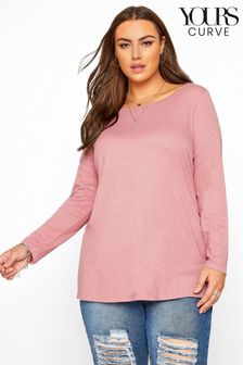 Yours Curve Pink Marl Scoop Neck Top (R80050) | OMR8