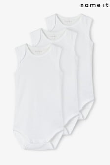 Name It White 3 Pack Sleeveless Baby Bodysuit (R80141) | €23
