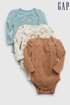 Gap Brown, Blue & Cream Organic Cotton Print Bodysuit 3-Pack (R80155) | €22