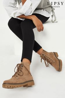 Lipsy Camel Brown Lace Up Biker Boot (R80157) | 59 €