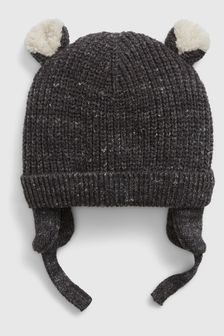 Gap Charcoal Grey Sherpa Lined Bear Beanie Hat (R80164) | €15.50