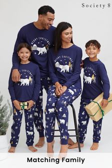 Society 8 Navy Forest Polarbear Matching Family Christmas Forest PJ Set (R80384) | 40 €