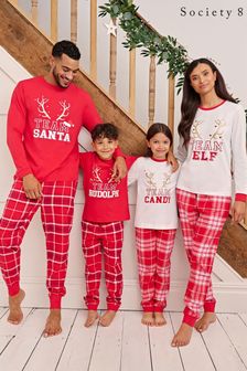 Society 8 Red Reindeer Team Matching Family Christmas PJ Set (R80440) | €10