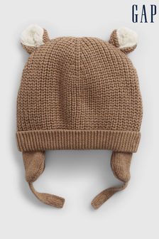 Brown - Gap Sherpa Lined Bear Beanie Hat (R80542) | BGN35