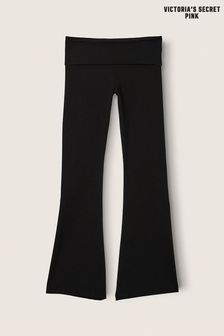 Victoria's Secret PINK Pure Black Basic Cotton Foldover Flare Leggings (R80713) | €41