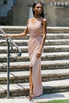 Lipsy Nude Petite Embroidered Lace Cami Maxi Dress (R81176) | CHF 96