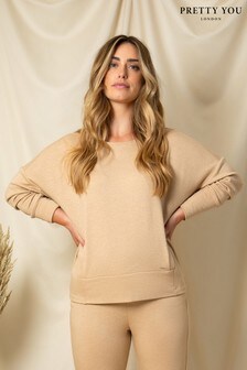 Pretty You London Cream Loungewear Juno Sweatshirt (R81323) | $58