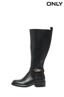 ONLY Black Faux Leather High Knee Riding Boots (R82496) | €39