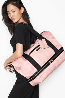 Victorias Secret Weekender Tote Bag Pink Black Gold Cute Sexy