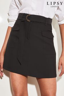 Lipsy Black Utility Pocket Belted Mini Skirt (R82798) | OMR15