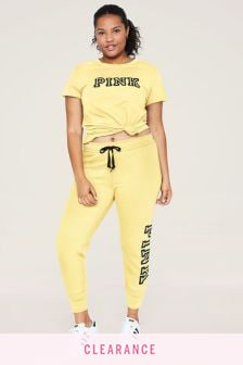Subtle Yellow - Klasične hlače za prosti čas z logotipom Victoria's Secret PINK (R83212) | €52
