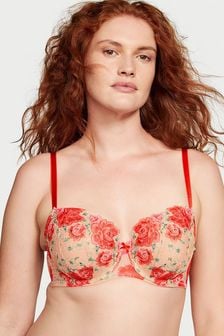 Victoria's Secret Tomato Red Embroidered Illuminating Blooms Demi Bra (R83656) | €95
