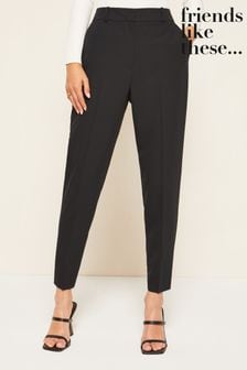Friends Like These Jet Black Petite Tailored Ankle Grazer Trousers (R84004) | OMR16
