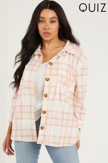 Quiz Pink CURVE CHECKED SHACKET (R84683) | €31