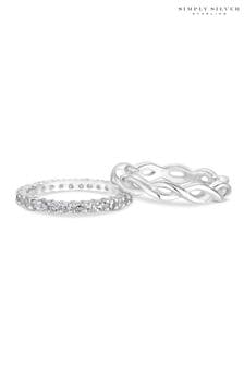 Simply Silver Sterling Silver 925 Cubic Zirconia Infinity Double Ring Set (R84954) | ₪ 140