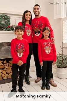 Świąteczny sweter Society 8 Matching Family z motywem renifera (R87518) | 87 zł