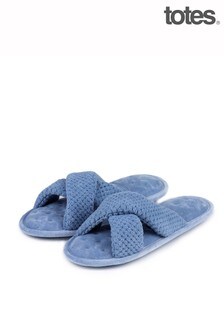 Totes Blue and Grey Popcorn Crossover Open Toe Slippers (R87839) | 24 €