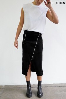 Religion Black Black Midi Skirt With Zip Detail (R90354) | €29