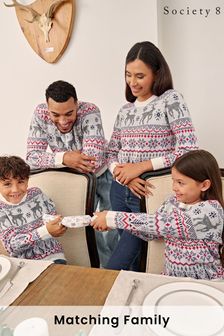 Society 8 White Lapland Matching Family Lapland Christmas Jumper (R90724) | €11.50