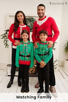 Society 8 Green Elf Matching Family Christmas Jumper (R90727) | 62 zł
