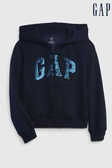 Bleu marine - Sweat à capuche Gap Flip Sequin logo (R90762) | €29