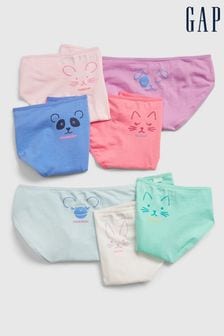 Gap Pink/Blue Kids Animal Graphic Cotton 7 Pack Bikini Briefs (R90779) | €19.50