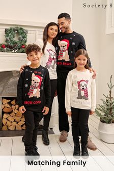 Society 8 White Paws Matching Family Dog Christmas Jumper (R91057) | €12