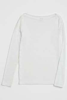 Gap White Modern Boat Neck Long Sleeve T-Shirt (R91634) | €18.50