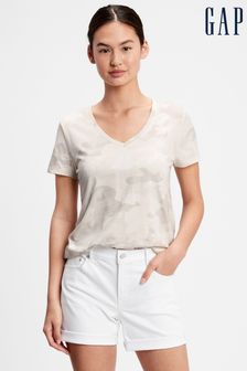 Gap Grey Camo Favourite Short Sleeve V-Neck T-Shirt (R91642) | €7