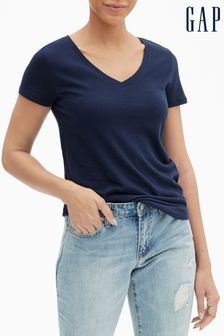 Azul marino - Camiseta de manga corta y cuello de pico Favourite de Gap (R91646) | 14 €