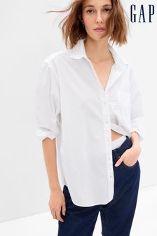 Weiß - Gap Langärmeliges Oversize-Hemd aus Bio-Baumwolle (R91654) | 62 €