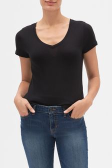 Schwarz - Gap Favourite T-Shirt mit V-Ausschnitt (R91659) | 15 €