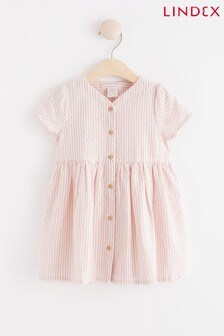 Lindex Pink Seersucker Button Through Dress (R92597) | €11
