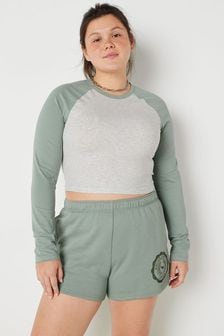 Victoria's Secret PINK Iceberg Green Long Sleeve Crop T-Shirt (R93012) | €29