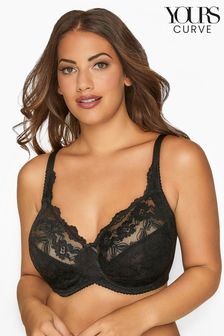 Yours Curve Black Stretch Lace Non-Padded Underwired Bra (R93476) | €32